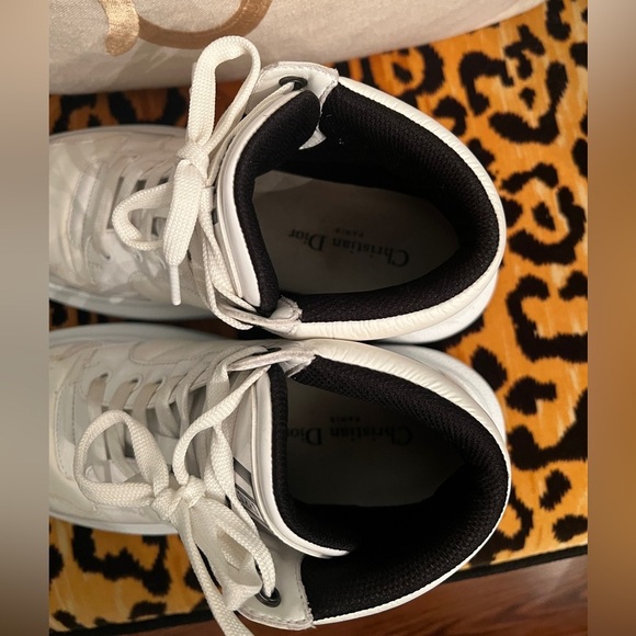 CHRISTIAN DIOR Nylon Fabric Womens D-Player High Top Sneakers White & Black - Picture 10 of 15